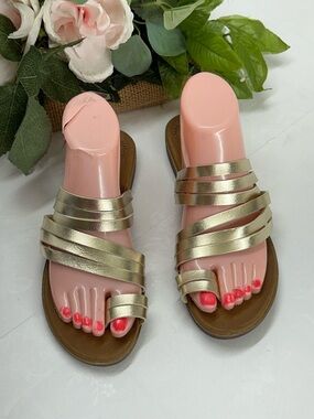 Metallic Gold Strappy Women’s Sandals - Gold